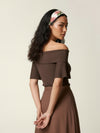 Bardot neck short sleeve sweater