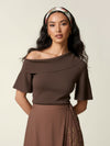 Bardot neck short sleeve sweater