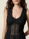 Black English embroidery corset effect top