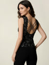 Black English embroidery corset effect top