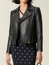 Black glossy leather fitted jacket