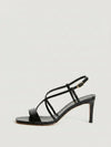 Black leather high strap sandals