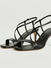 Black leather high strap sandals