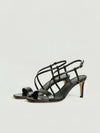 Black leather high strap sandals