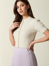 Cardigan with short balloon sleeves in blush