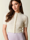 Cardigan with short balloon sleeves in blush