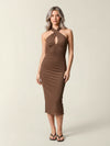 Close-fitting halter dress