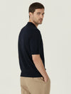 Compact Mesh Knit Polo Shirt - Navy