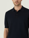 Compact Mesh Knit Polo Shirt - Navy
