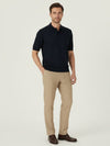 Compact Mesh Knit Polo Shirt - Navy