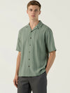 Embroidered Stripe Camp Collar Shirt
