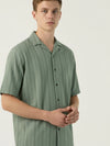 Embroidered Stripe Camp Collar Shirt