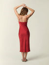 Jacquard midi dress with thin straps