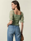 Madras cotton shirt with puffed sleeves