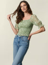 Madras cotton shirt with puffed sleeves