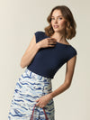 Navy ribbed jersey T-shirt