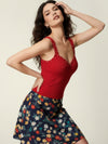 Plunging neck backless tank top