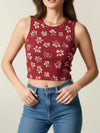 Printed cotton t-shirt with square neckline