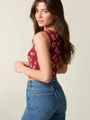 Printed cotton t-shirt with square neckline
