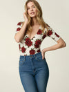 Printed jersey neckline bodysuit