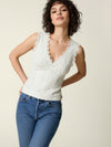 White English embroidery corset effect top