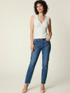 White English embroidery corset effect top