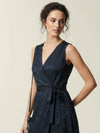 Wrap dress in embossed poplin