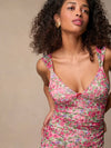 Ruched mesh midi dress