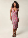 Ruched mesh midi dress