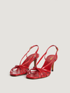 Vermilion leather high strap sandals