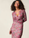 Ruched mesh midi dress
