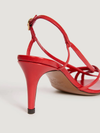 Vermilion leather high strap sandals