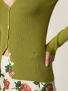 Olive buttoned V-neck cardigan