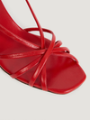 Vermilion leather high strap sandals