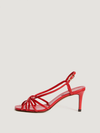 Vermilion leather high strap sandals