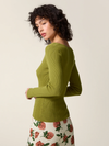 Olive buttoned V-neck cardigan